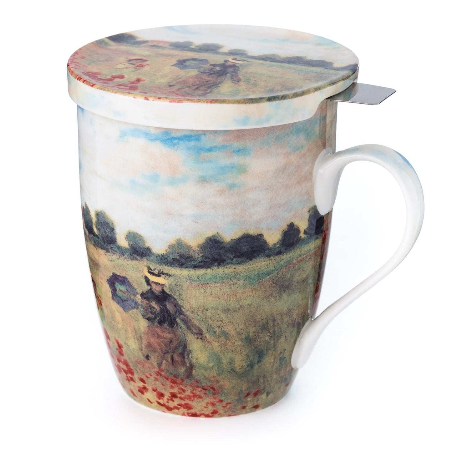 Monet 'Poppies' Tea Mug w/ Infuser & Lid