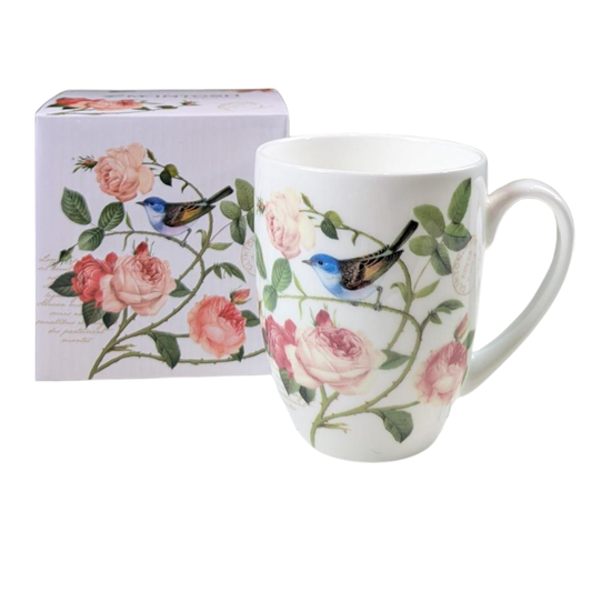 Bird Garden on White Latte Mug
