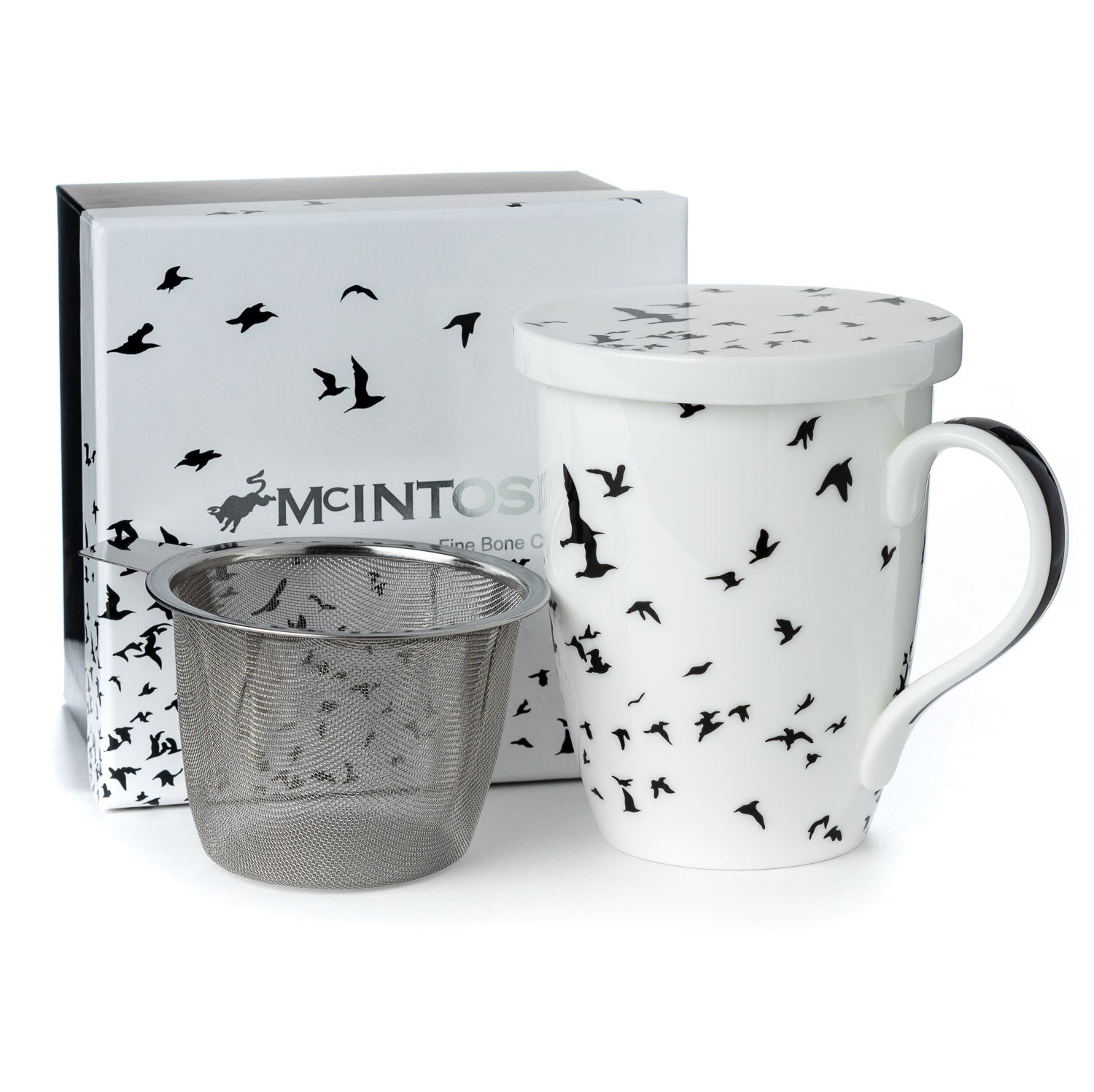 'Bird Silhouette' Tea Mug w/ Infuser & Lid