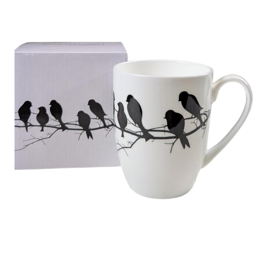 Birds on Branch Silhouette Latte Mug