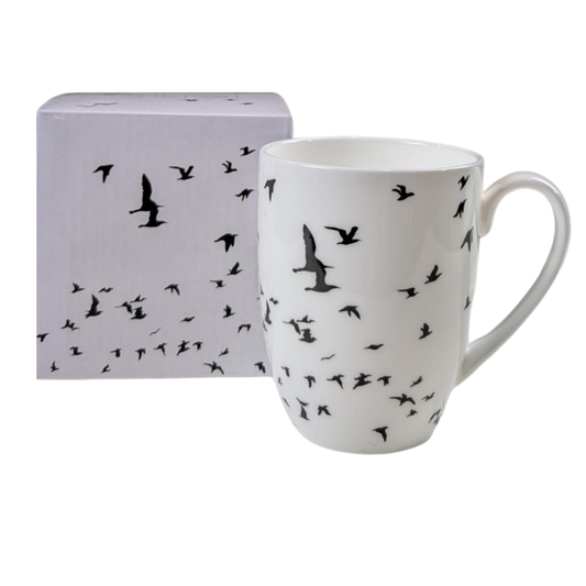 Flock of Birds Silhouette Latte Mug