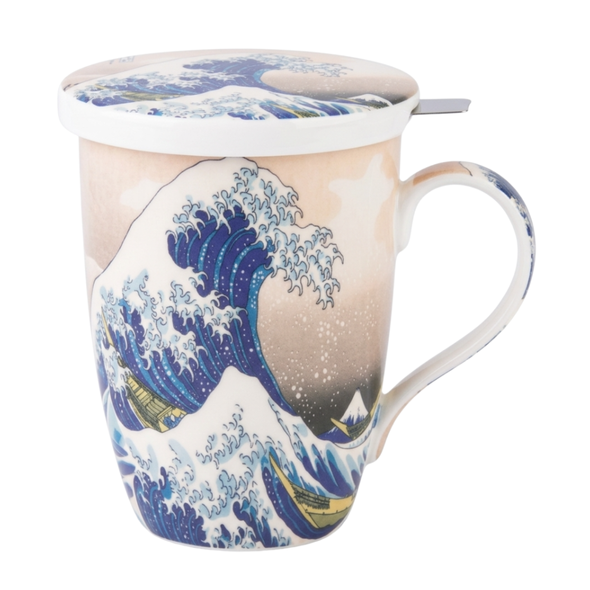 Hokusai 'The Great Wave' Tea Mug w/ Infuser & Lid