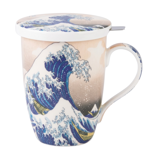 Hokusai 'The Great Wave' Tea Mug w/ Infuser & Lid