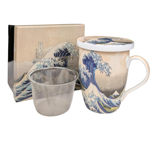Hokusai 'The Great Wave' Tea Mug w/ Infuser & Lid
