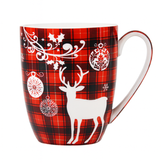 Holiday Reindeer on Red Latte Mug