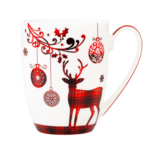 Holiday Reindeer on White Latte Mug