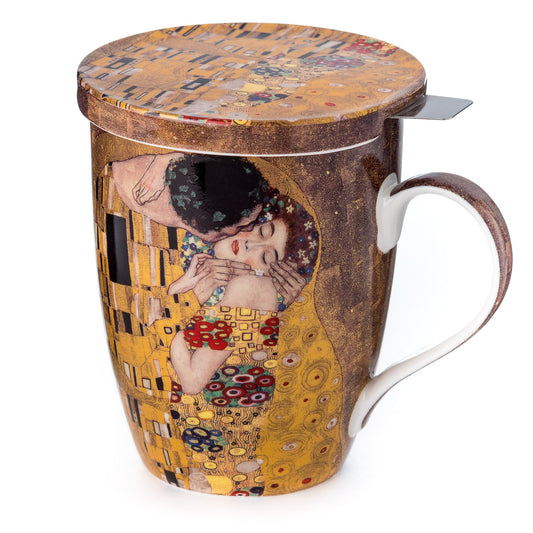 Klimt 'The Kiss' Tea Mug w/Lid & Infuser