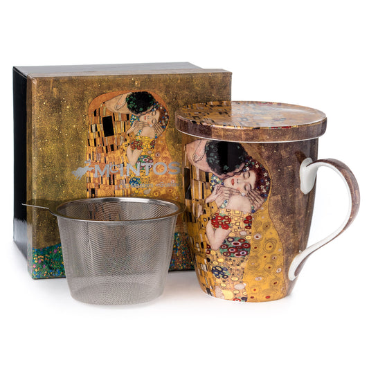 Klimt 'The Kiss' Tea Mug w/Lid & Infuser