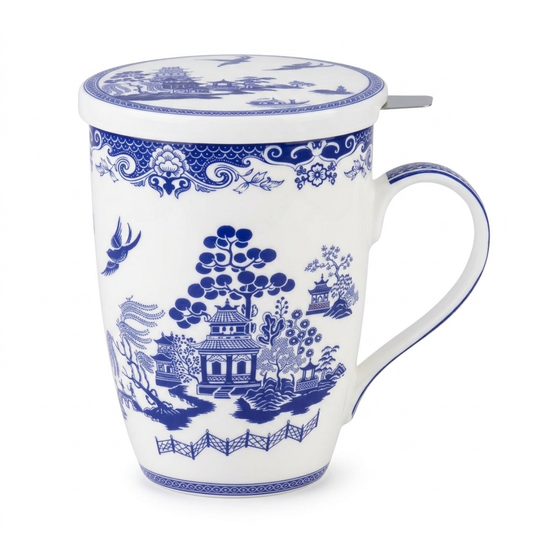 Willow Blue Tea Mug w/ Infuser & Lid
