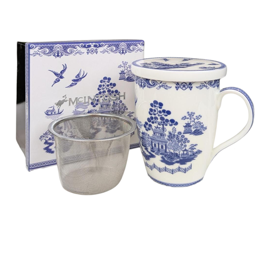 Willow Blue Tea Mug w/ Infuser & Lid