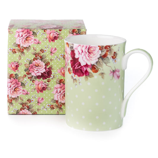 'Dots & Roses Green' Classico Mug