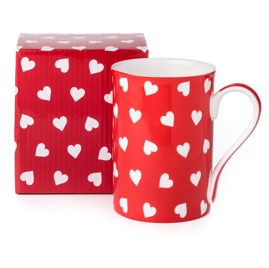 'Hearts on Red' Classico Mug