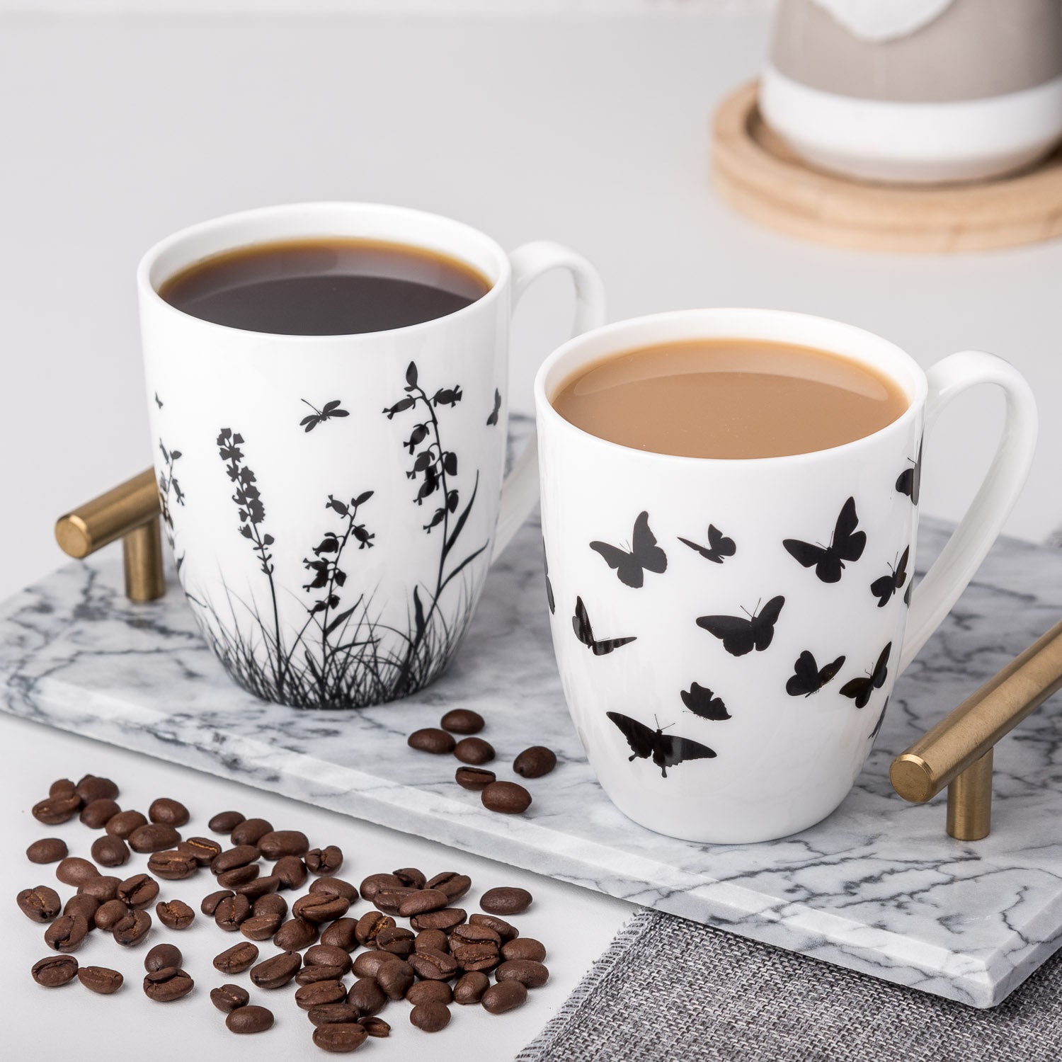 'Meadow Silhouette' Mug Pair