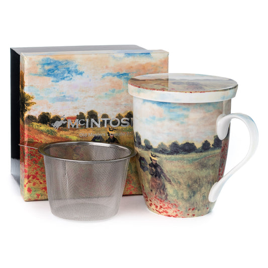 Monet 'Poppies' Tea Mug w/ Infuser & Lid