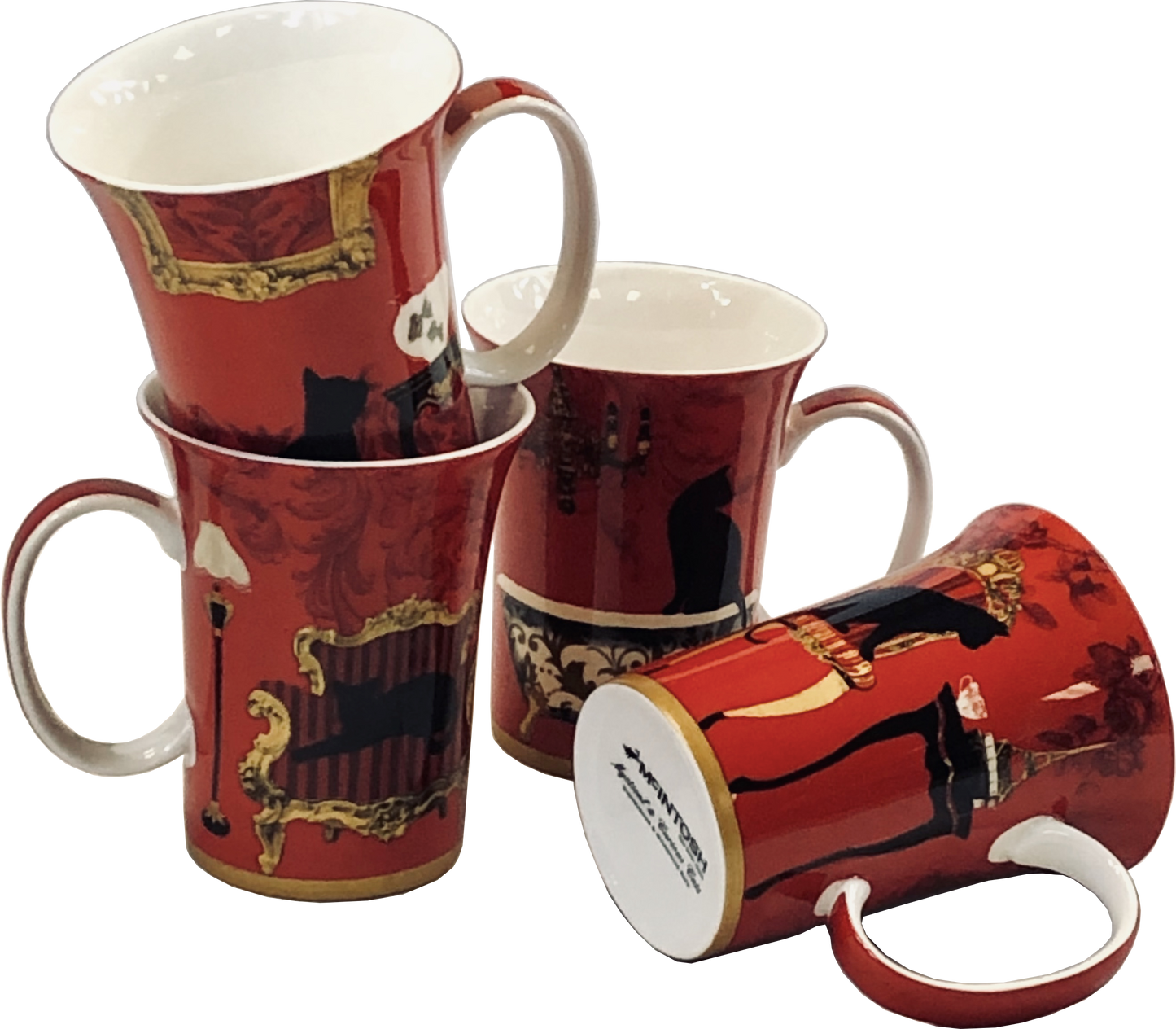 'Mystical & Curious Cats' Set of 4 Mugs