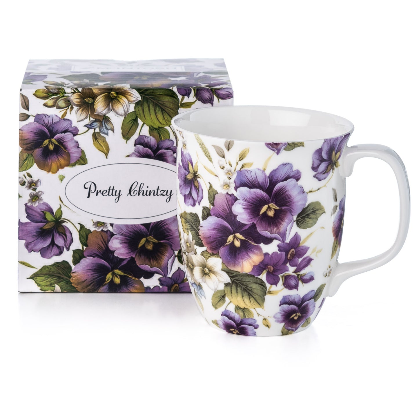 Pretty Chintzy 'Purple Pansies' Java Mug