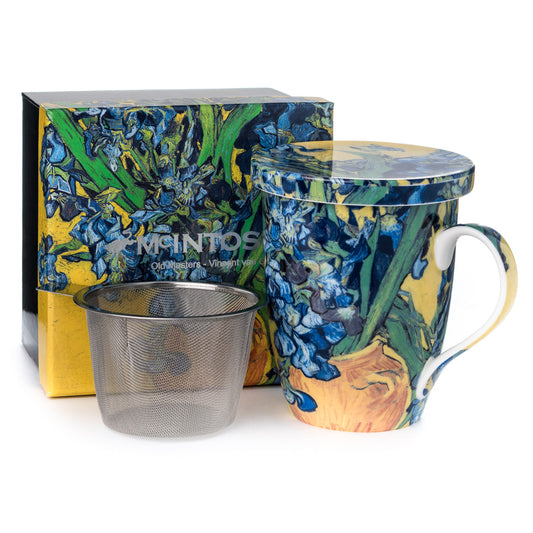 Van Gogh 'Irises' Tea Mug w/ Infuser & Lid